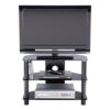 Eshott Glass TV Stand In Black With 3 Shelves