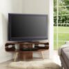 Marin Corner Wooden TV Stand In Walnut With Spindle Shape Legs