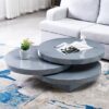 Triplo Round High Gloss Rotating Coffee Table In Grey