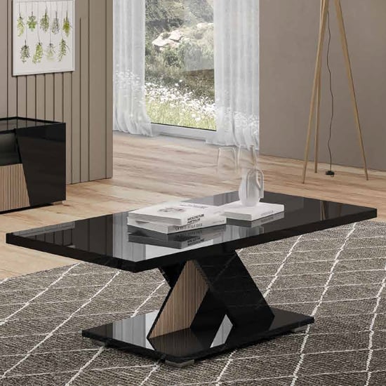 Enna High Gloss Coffee Table Rectangular In Black