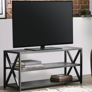 Lamar Wooden TV Stand With Metal Frame In Black