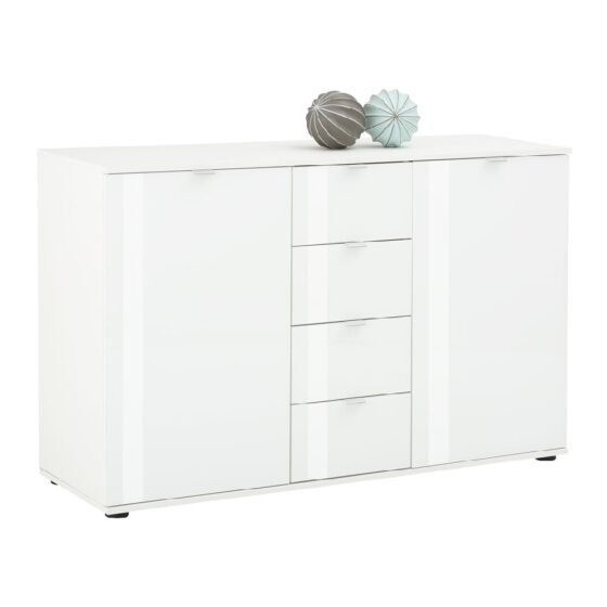 Palmer Wooden Sideboard With White Gloss Fronts In Matt White