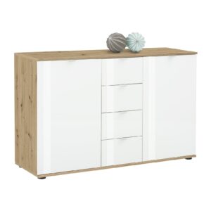 Palmer Wooden Sideboard With White Gloss Fronts In Pine
