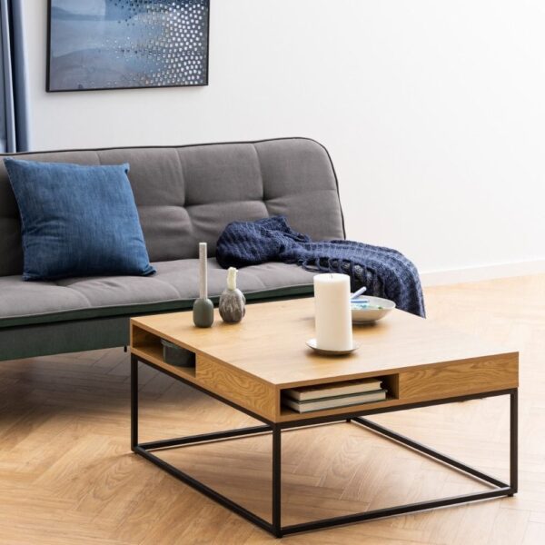 Wahoo Wooden Coffee Table 2 Shelves With Metal Frame In Oak