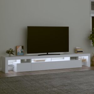 Boise Wooden TV Stand In White With LED Lights