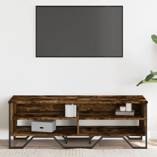 Fargo Wooden TV Stand With 4 Shelves In Smoked Oak