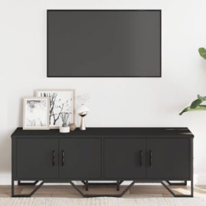 Louisa Wooden TV Stand With 4 Doors In Black