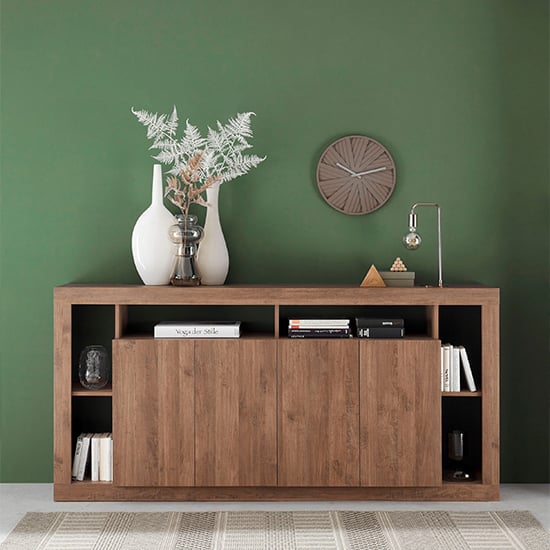 Raya Wooden Sideboard With 4 Doors In Mercury