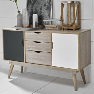 Scandia Wooden Sideboard In Oak And Grey