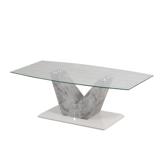 Densely Clear Glass Coffee Table With Grey Concrete Base