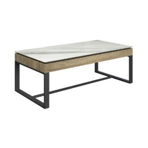 Malibu White Ceramic Top Coffee Table With Grey Legs