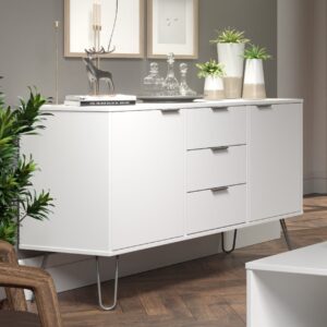 Avoch Wooden Sideboard With 2 Doors 3 Drawers In Pure White