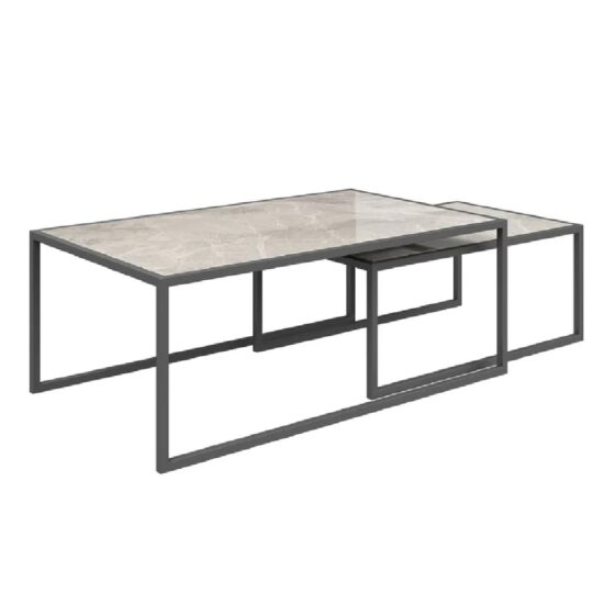 Barrie Ceramic Nesting Coffee Tables In Light Grey