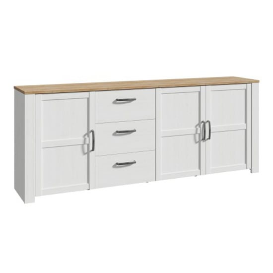 Belgin Sideboard Large 3 Doors 3 Drawers In Riviera Oak White