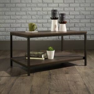 Indio Wooden Coffee Table With 1 Shelves In Smoked Oak