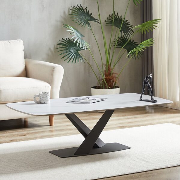 Amaari Sintered Stone Coffee Table With Anthracite Base