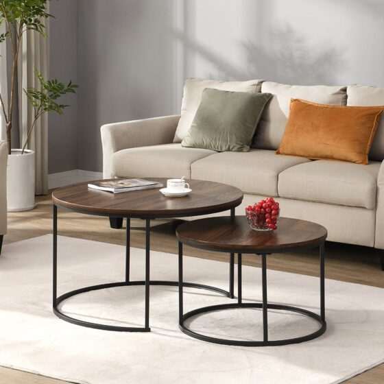 Bellini Wooden Nesting Coffee Tables In Walnut