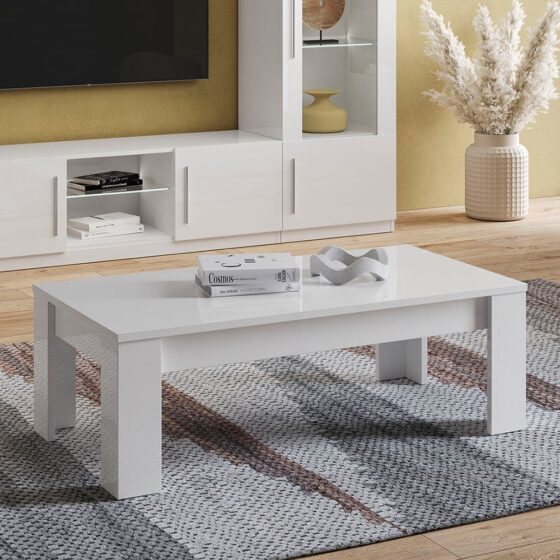 Breta High Gloss Coffee Table Rectangular In White