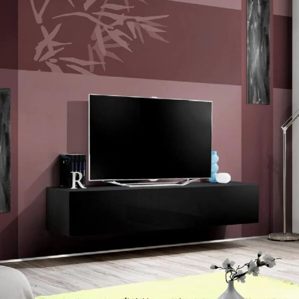 Fallon Rectangular High Gloss TV Stand In Black Matt