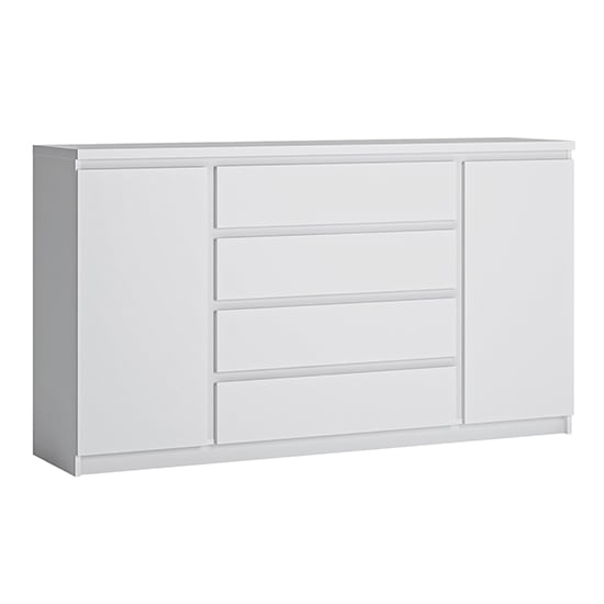 Felton 2 Doors 4 Drawers Wide Wooden Sideboard In Alpine White