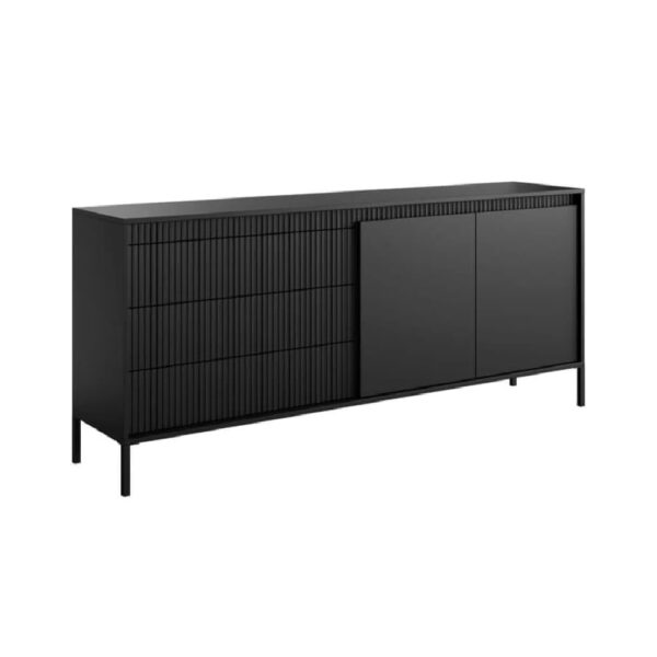 Shawnee Wooden Large Sideboard With 2 Doors 3 Drawers In Black