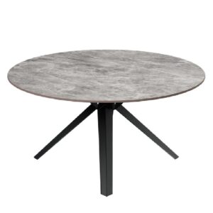 Vashon Ceramic Round Coffee Table With Black Legs In Grey