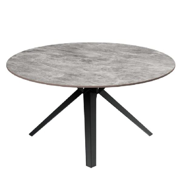 Vashon Ceramic Round Coffee Table With Black Legs In Grey