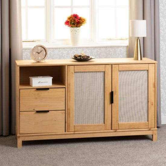 Central Wooden Sideboard With 2 Doors 2 Drawers In Oak