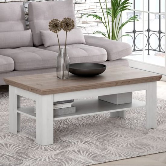 Iloilo Wooden Coffee Table In Nelson Oak And Snowy Oak