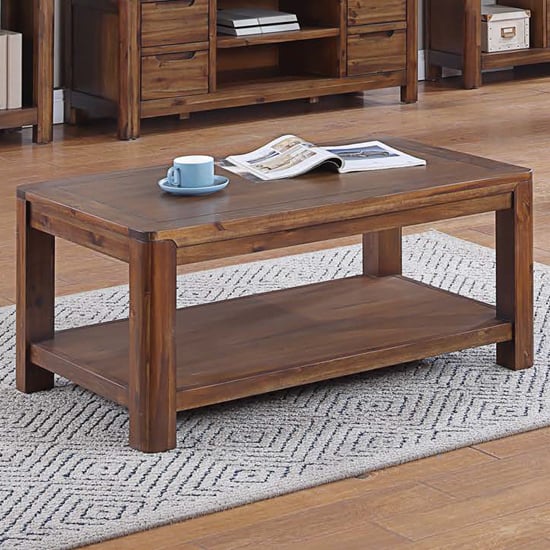 Monza Acacia Wood Coffee Table Large In Walnut