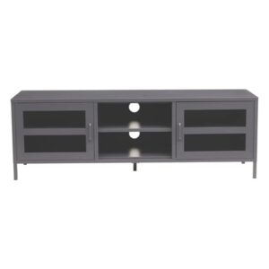 Accra Steel TV Stand With 2 Doors 1 Shelf In Grey