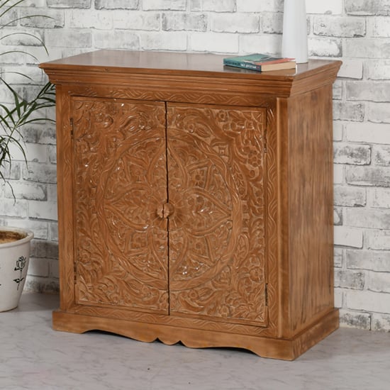 Alaro Solid Mangowood Sideboard With 2 Doors In Oak