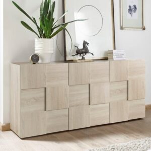 Aleta Wooden Sideboard In Sonoma Oak With 3 Doors