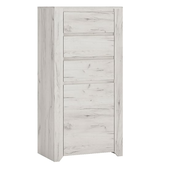 Alink Wooden Sideboard With 1 Door 3 Drawers In White