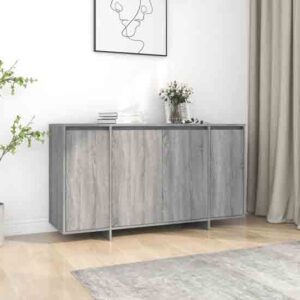 Atoka Wooden Sideboard With 4 Doors In Grey Sonoma