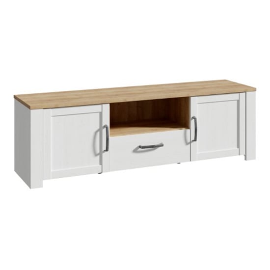 Belgin Wooden TV Stand With 2 Doors 1 Drawer In White And Oak