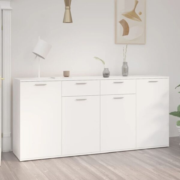 Calhoun Wooden Sideboard With 4 Doors 2 Drawers In White