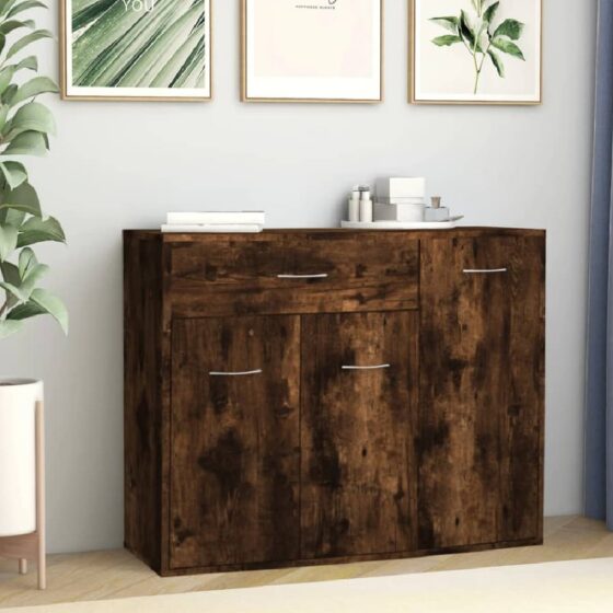 Camino Wooden Sideboard With 3 Doors 1 Drawer In Smoked Oak