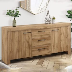 Canton Wooden Sideboard With 2 Doors And 3 Drawers In Oak