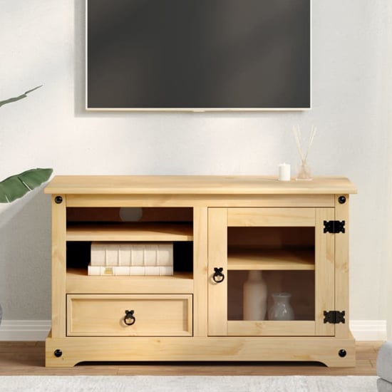 Croydon Wooden TV Stand With 1 Door 1 Drawer In Brown