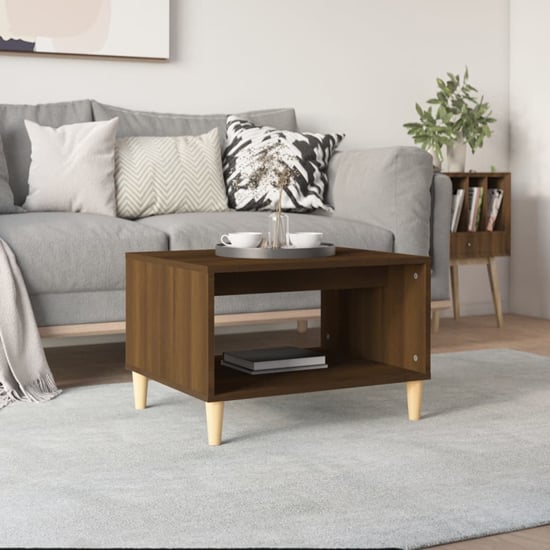 Demia Wooden Coffee Table With Undershelf In Brown Oak