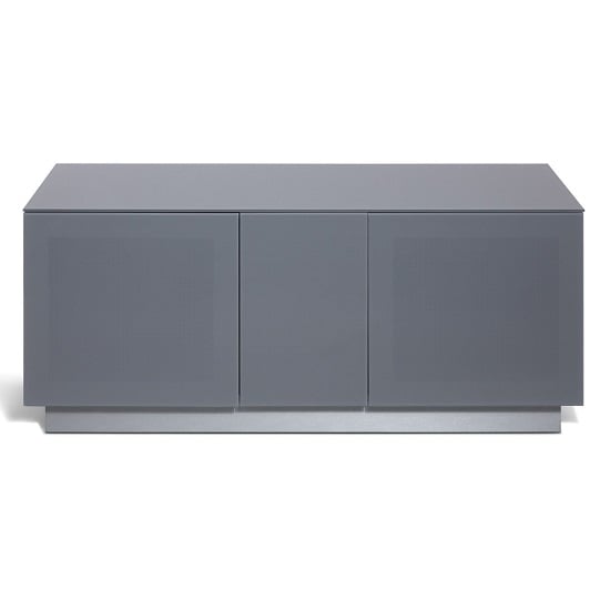 Elements XL Wooden TV Stand With 2 Glass Doors In Grey