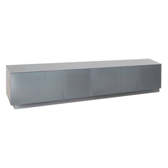 Elements XL Wooden TV Stand With 4 Glass Doors In Grey