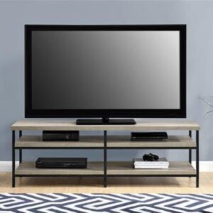 Ellicott Wooden TV Stand With 4 Shelves In Grey Oak