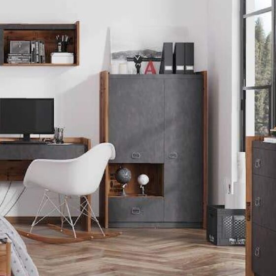 Flint Wooden Sideboard With 2 Doors 1 Drawer In Raw Steel