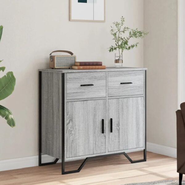 Kamas Wooden Sideboard With 2 Doors 2 Drawers In Grey Sonoma