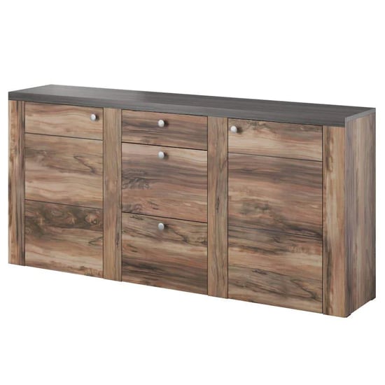 Leon Wooden Sideboard With 2 Doors 3 Drawers In Satin Oak