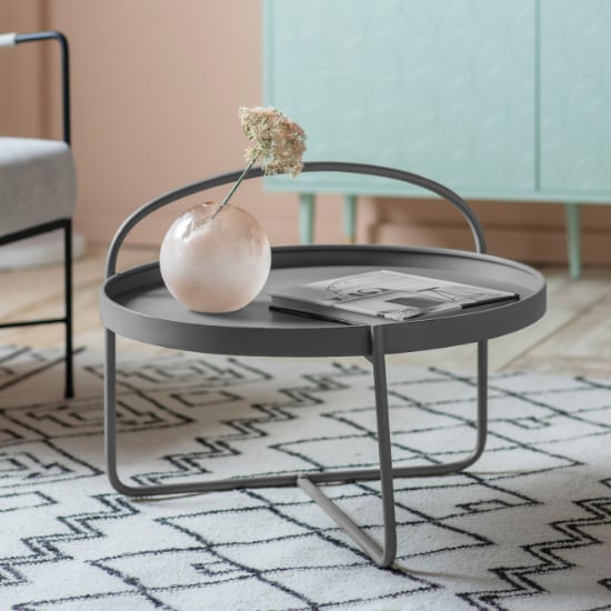 Marbury Metal Round Coffee Table In Grey