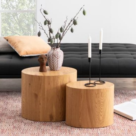 Mica Wooden Set Of 2 Coffee Tables In Matt Wild Oak