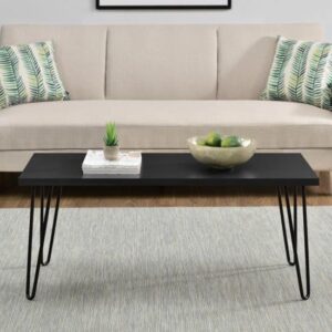 Ojai Wooden Coffee Table With Black Legs In Black Oak